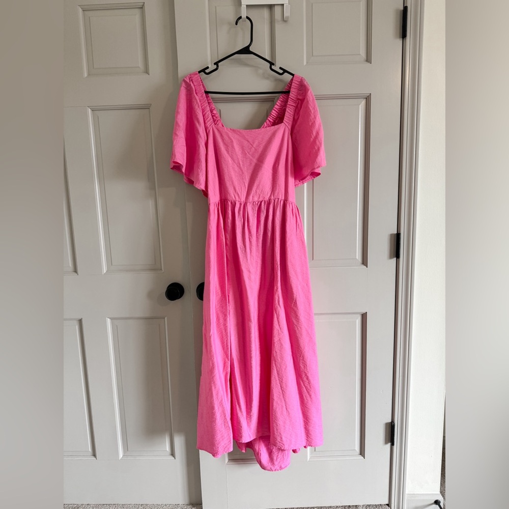 A new day. Pink chiffon dress